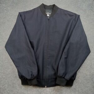 Alan Stuart Jacket Mens Large Black Bomber Zip‎ Front Rib Knit Lined Made in USA